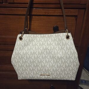 Michael Kors Cream and Brown Shoulder Bag